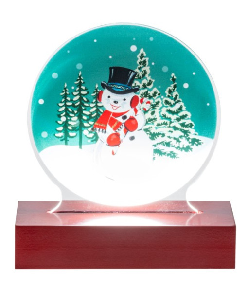 Pièce de table, bonhomme de neige rétro, éclairé par LED.