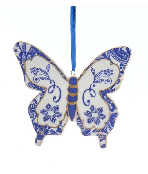 Ornement papillon bleu delft