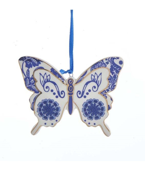 Ornement papillon bleu delft