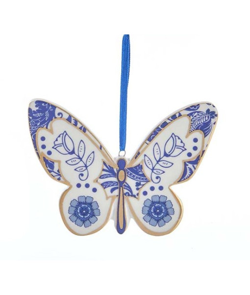 Ornement papillon bleu delft