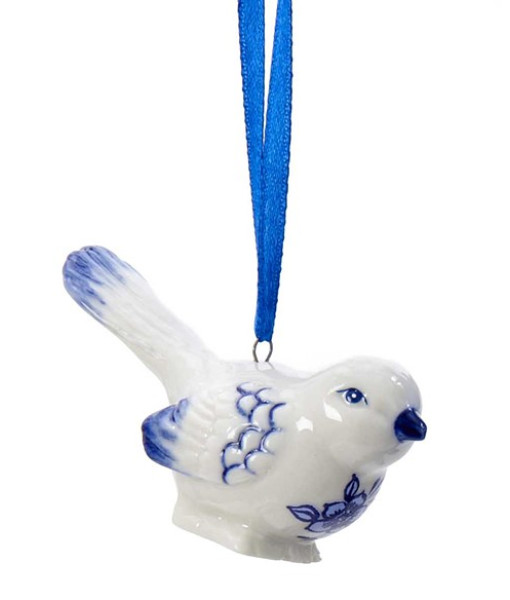 Ornement oiseau bleu delft