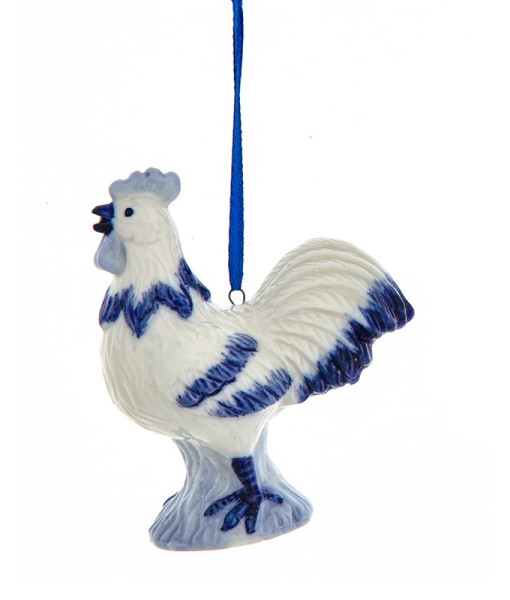 Ornement coq bleu delft