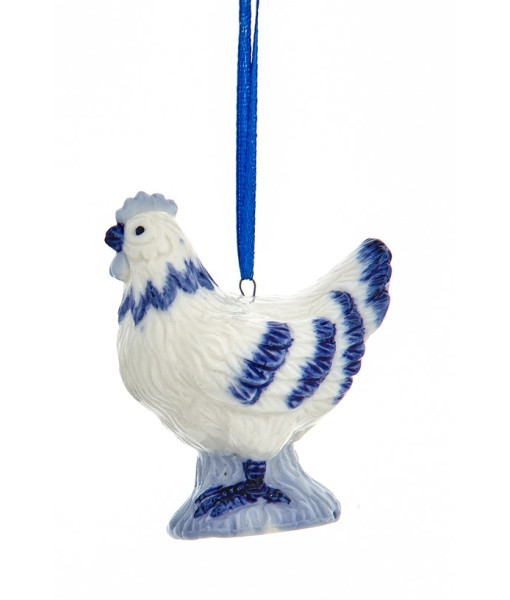 Ornement coq bleu delft