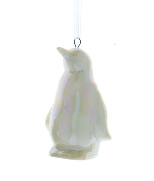 Ornement de pingouin opalescent blanc
