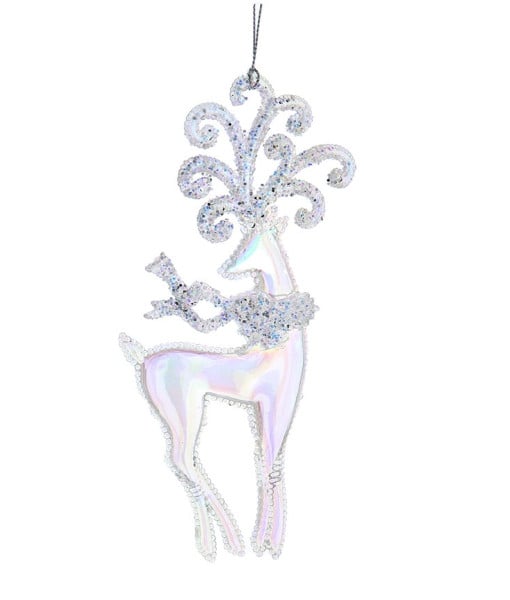 Ornement de cerf opalescent blanc