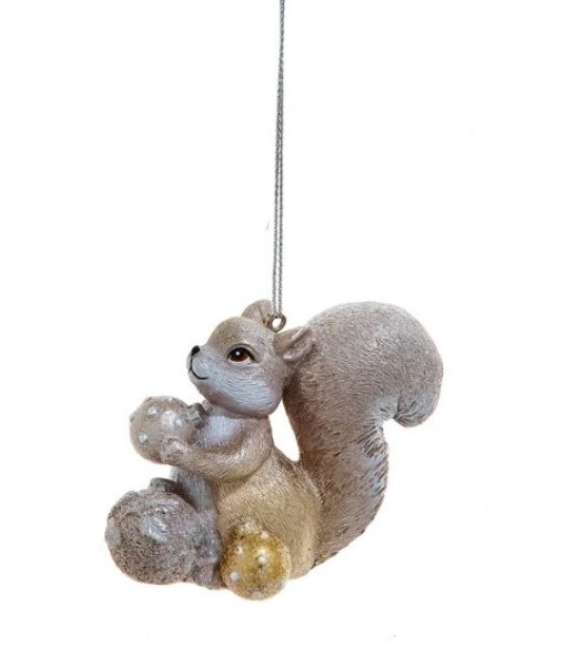 Ornement, écureuil gris avec décor de Noël