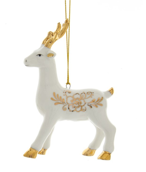 Ornement en porcelaine, cerf blanc