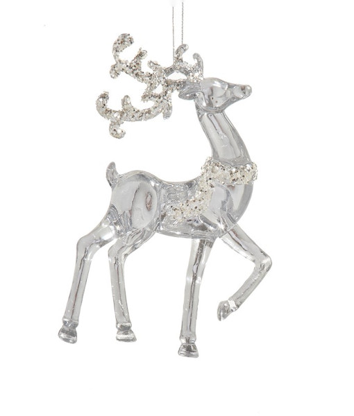 Ornement cerf transparent avec paillettes argentées