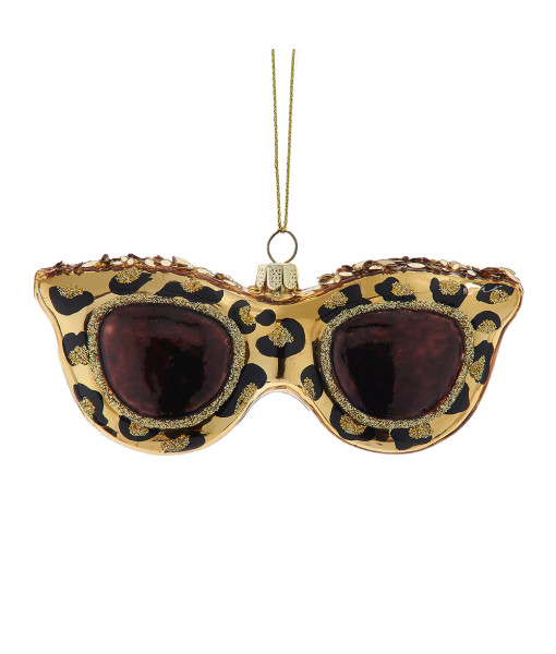 Ornement en verre, lunettes de soleil à motif léopard