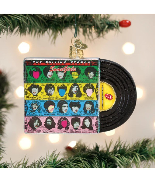 Ornement en verre, vinyle des Rolling Stones, 