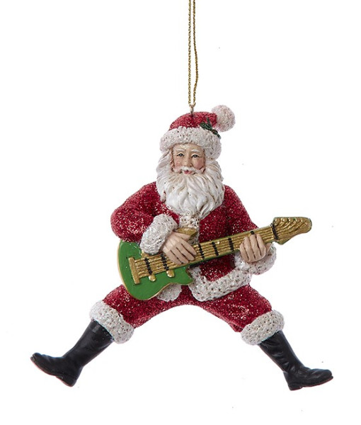 Ornement, Père Noël Rock n Roll, avec guitare, sautant