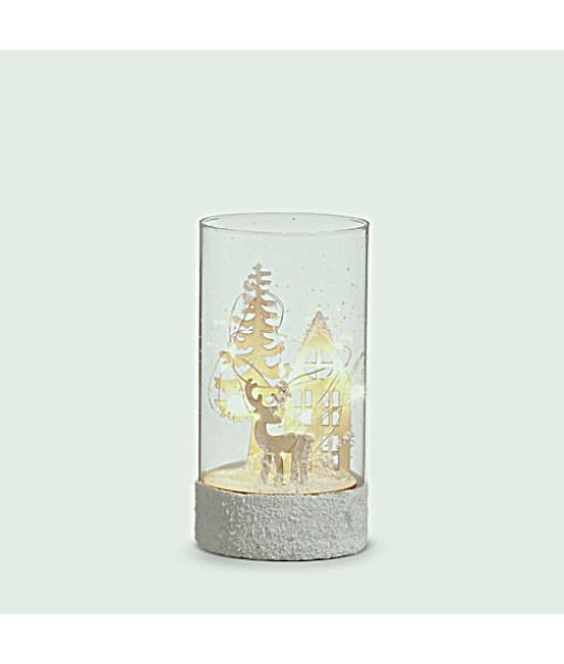 Pièce de table, contenant illuminé avec des rennes