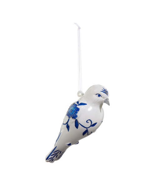 Boule de verre chinoiserie oiseau bleu