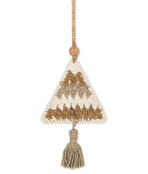 Ornement en crochet, en forme de sapin de Noël avec un pompon