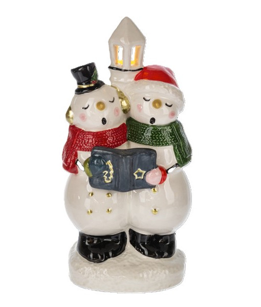 Pièce de table LED, bonhommes de neige chantant