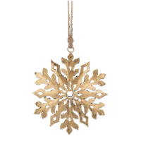 Ornement en métal, flocon de neige doré