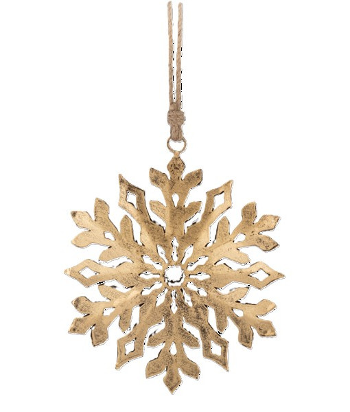Ornement en métal, flocon de neige doré