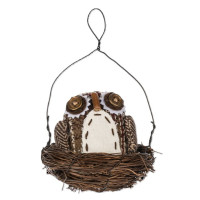Ornement de style rustique, hibou dans son nid.