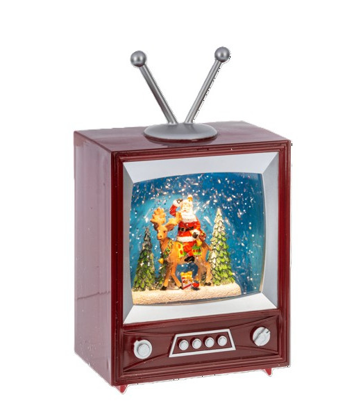 Pièce de table, télévision rétro scintillante avec éclairage LED.
