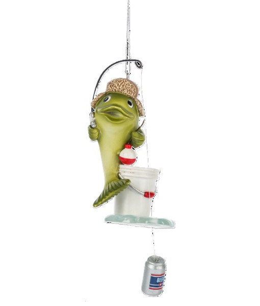 Ornement, pour le passionné de pêche. Pêche et bière froide