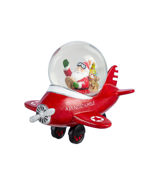 Décor de table, boule à neige, avion du Père Noël