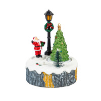 Décoration de table musicale illuminée, scène de Noël avec le Père Noël