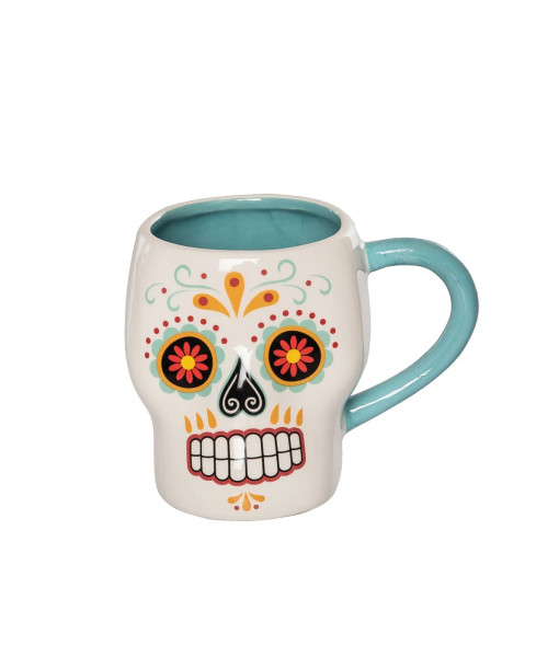 Tasse, célébrez le Jour des Morts avec une tasse en forme de tête de mort en sucre.