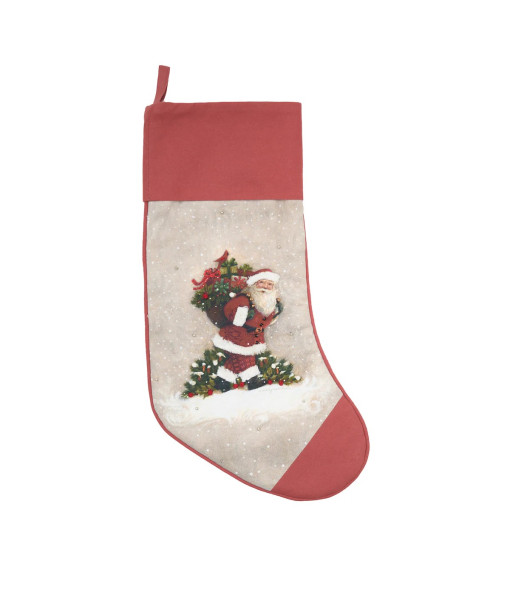 Décor, bas de Noël, le Père Noël avec son sac de cadeaux