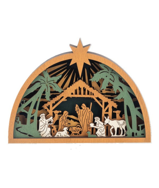 Décoration de table, crèche en bois