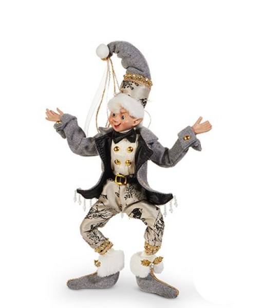 Décoration de table, lutin festif en manteau gris.