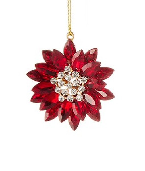 Ornement en forme de broche avec bijoux rouge