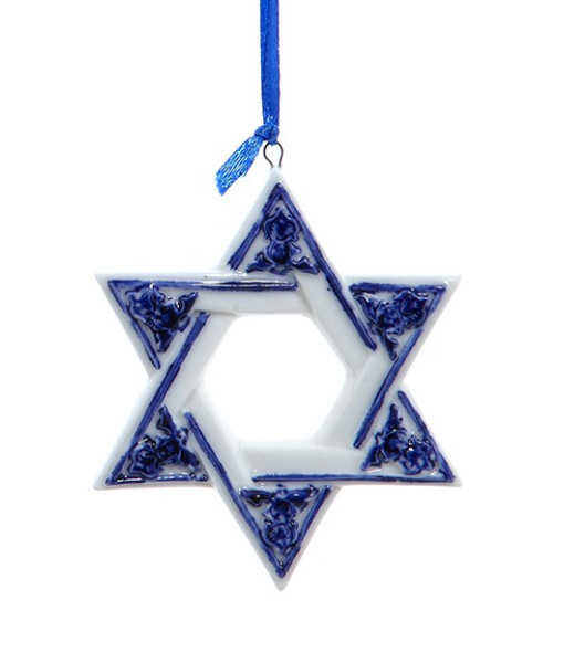 Ornement, porcelaine de type Delft, Étoile de David de Hanoucca