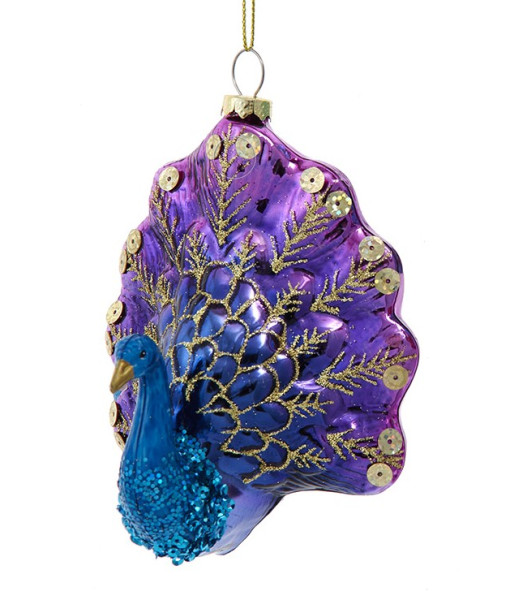 Ornement en verre, Paon coloré en pleine exposition