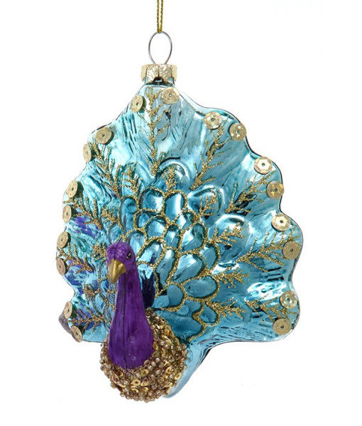 Ornement en verre, Paon coloré en pleine exposition
