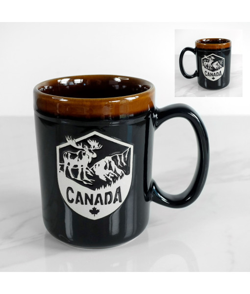 Tasse souvenir, tasse bicolore de 12 oz avec motif d'élan et des Rocheuses