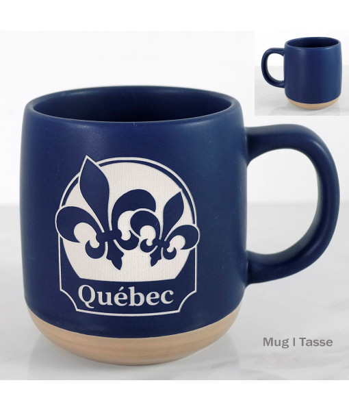 Souvenir de Québec, Mug en Verre Sablé Bleu