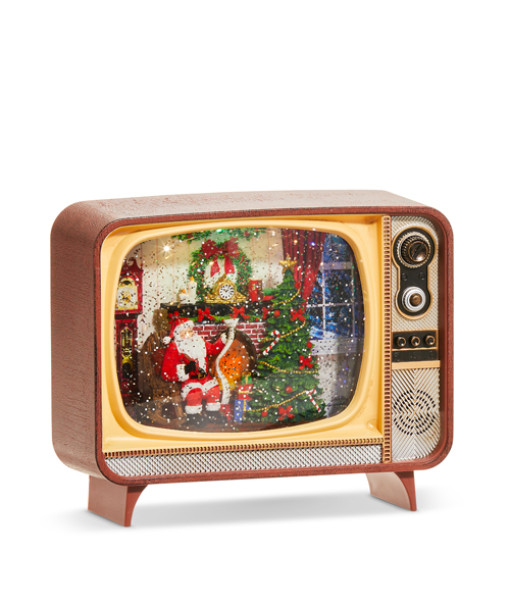 Décor de table, Père Noël près du foyer, lanterne musicale à eau.