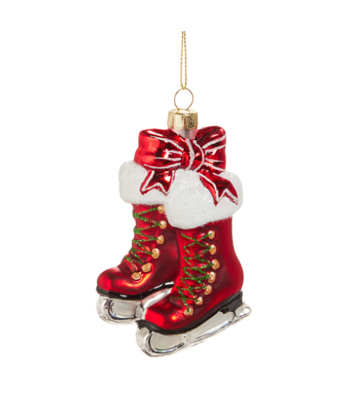 Ornement en verre, patins festifs