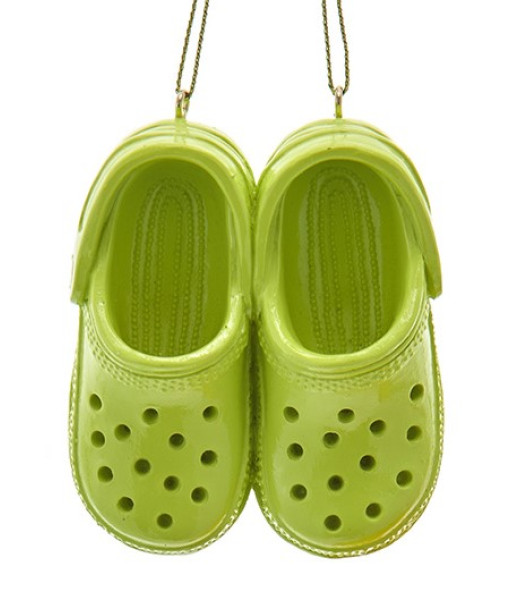 Ornement, sandales jaunes style Crocs