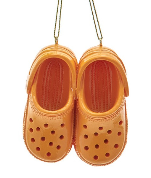 Ornement, sandales orange style Crocs