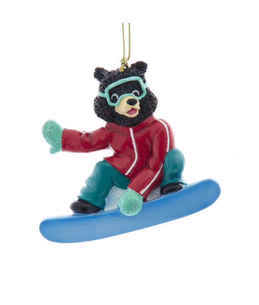 Ornement, ours en snowboard