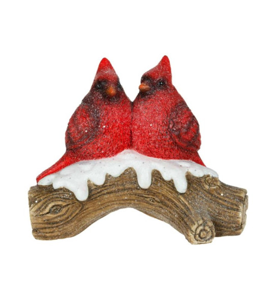 Décoration de table, une paire de cardinaux rouges sur une branche hivernale