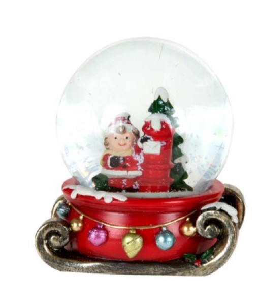 Décor de table, mini dôme d'eau, fille festive sur traîneau