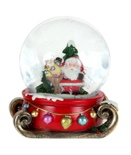 Décor de table, mini dôme à eau, Père Noël sur traîneau