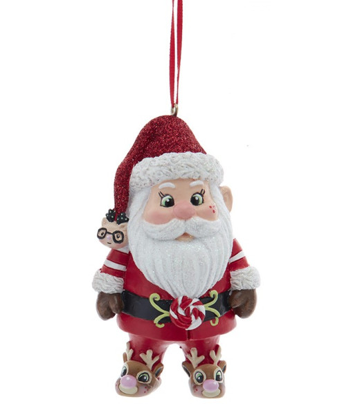 Ornement,  Père Noël en pantoufles style faon