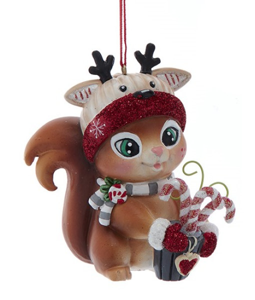 Ornement, Écureuil festif avec des cannes en sucre