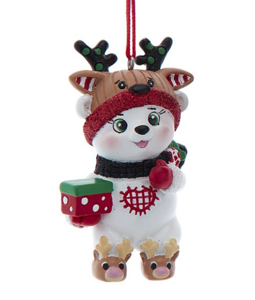 Ornement, ours polaire festif avec un cadeau