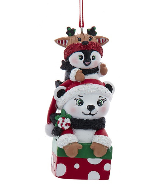 Ornement, ours polaire festif et pingouin