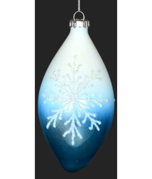 Ornement en verre, Ornement en verre bleu avec motif flocon de neige