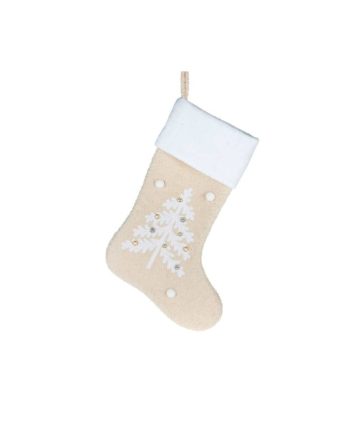 Décor, bas de Noël, bas beige avec motif d'arbre de Noël